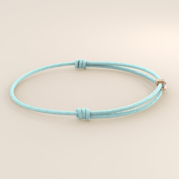 Nora - Heart Lab Grown Diamond Pendant Bracelet with Satin Cord - 0,25 ct