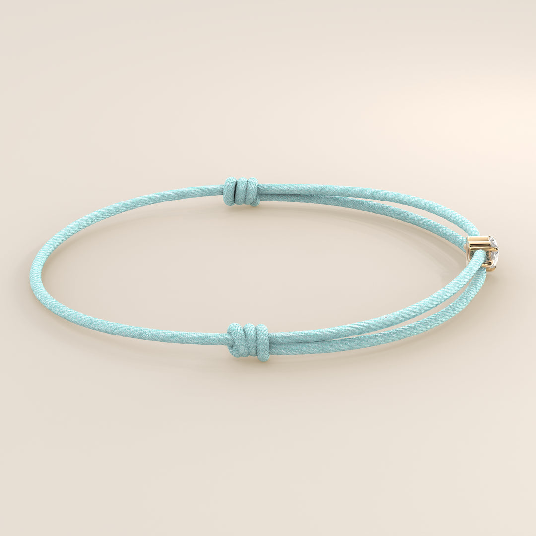Nora - Heart Lab Grown Diamond Pendant Bracelet with Satin Cord - 0,25 ct