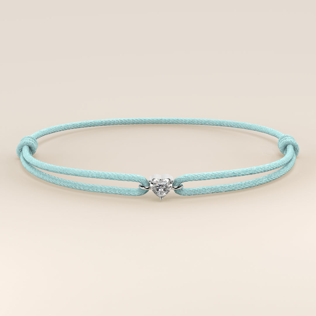 Nora - Heart Lab Grown Diamond Pendant Bracelet with Satin Cord - 0,25 ct