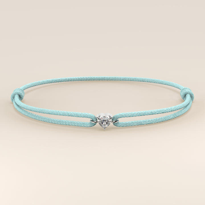 Nora - Heart Lab Grown Diamond Pendant Bracelet with Satin Cord - 0,25 ct