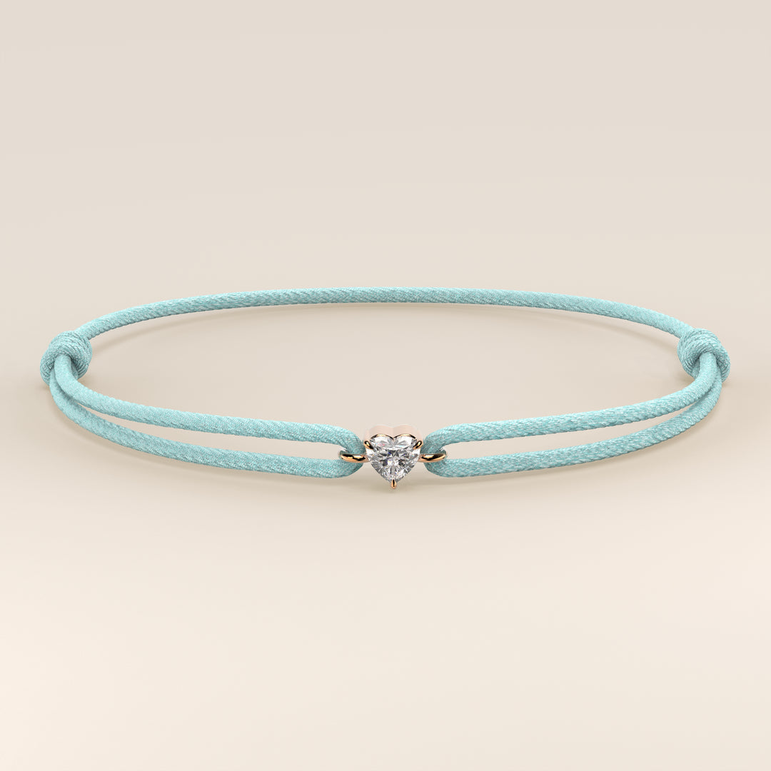 Nora - Heart Lab Grown Diamond Pendant Bracelet with Satin Cord - 0,25 ct