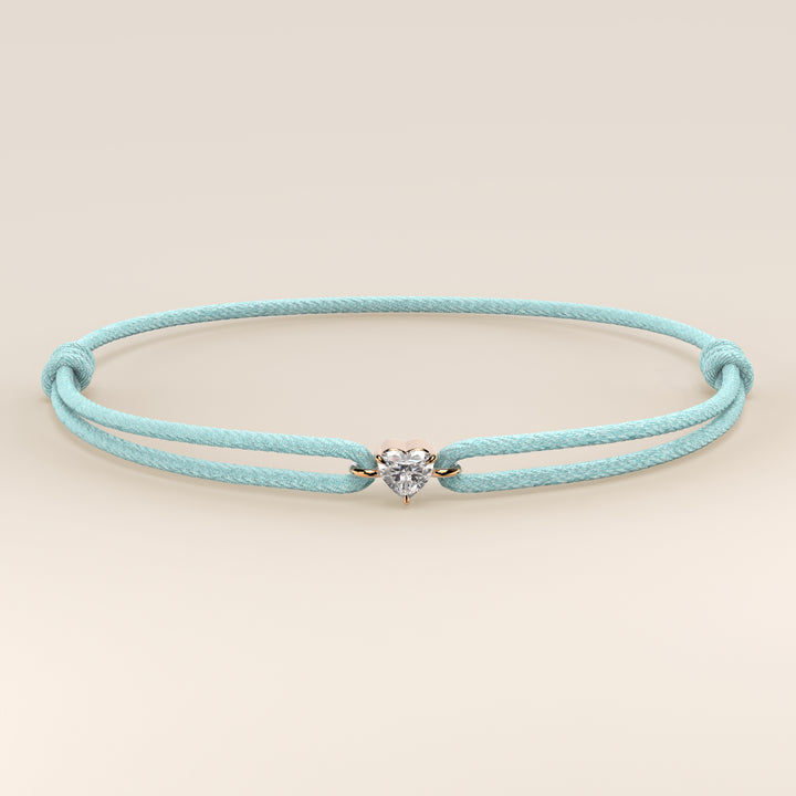 Nora - Heart Lab Grown Diamond Pendant Bracelet with Satin Cord - 0,25 ct