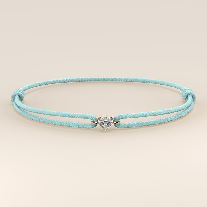 Nora - Heart Lab Grown Diamond Pendant Bracelet with Satin Cord - 0,25 ct