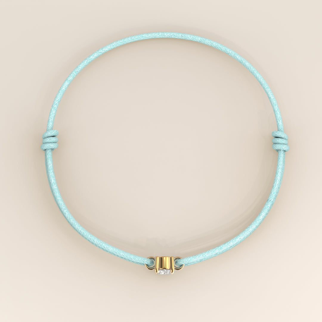 Nora - Oval Lab Grown Diamond Pendant Bracelet with Satin Cord
