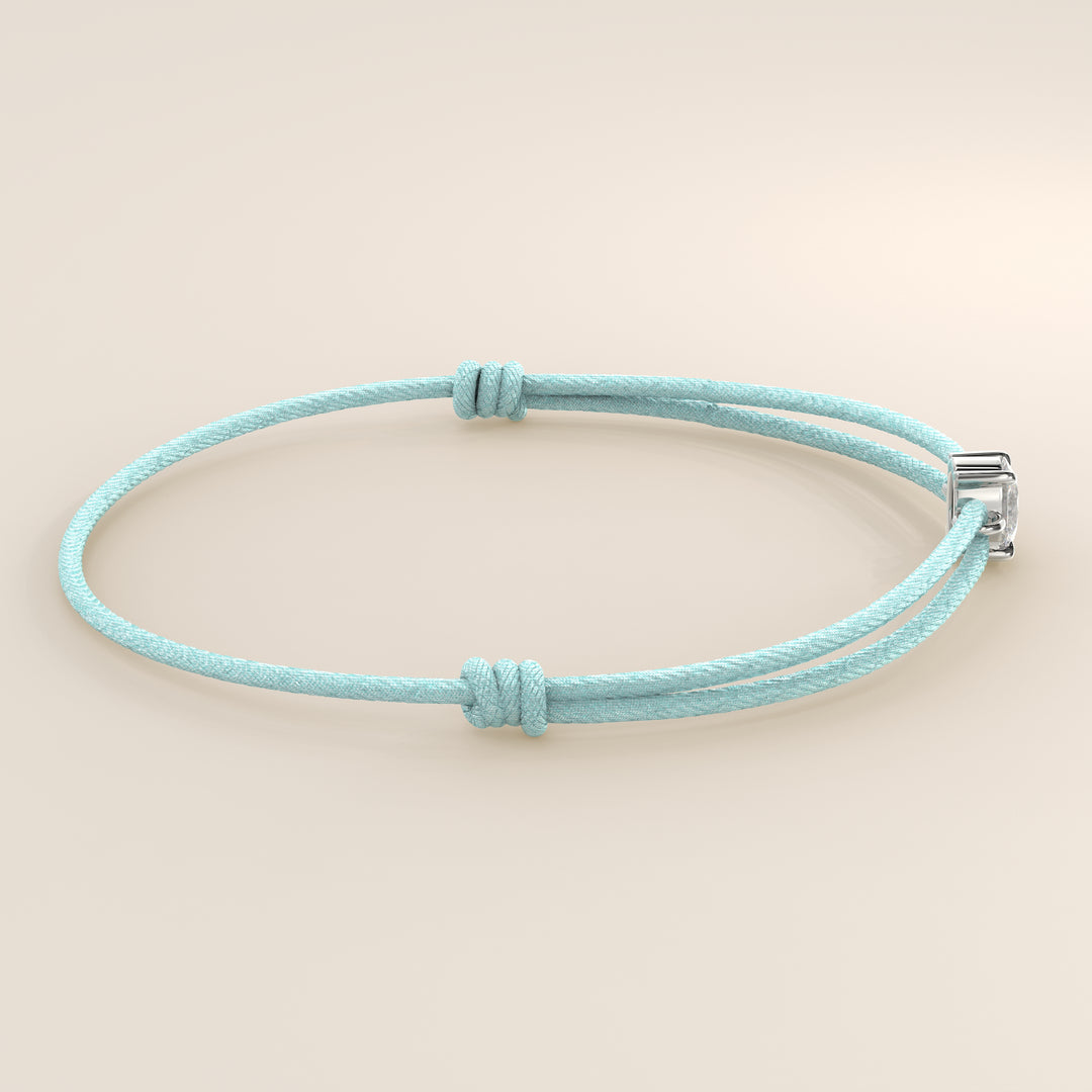 Nora - Oval Lab Grown Diamond Pendant Bracelet with Satin Cord