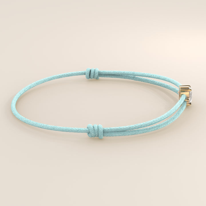 Nora - Oval Lab Grown Diamond Pendant Bracelet with Satin Cord