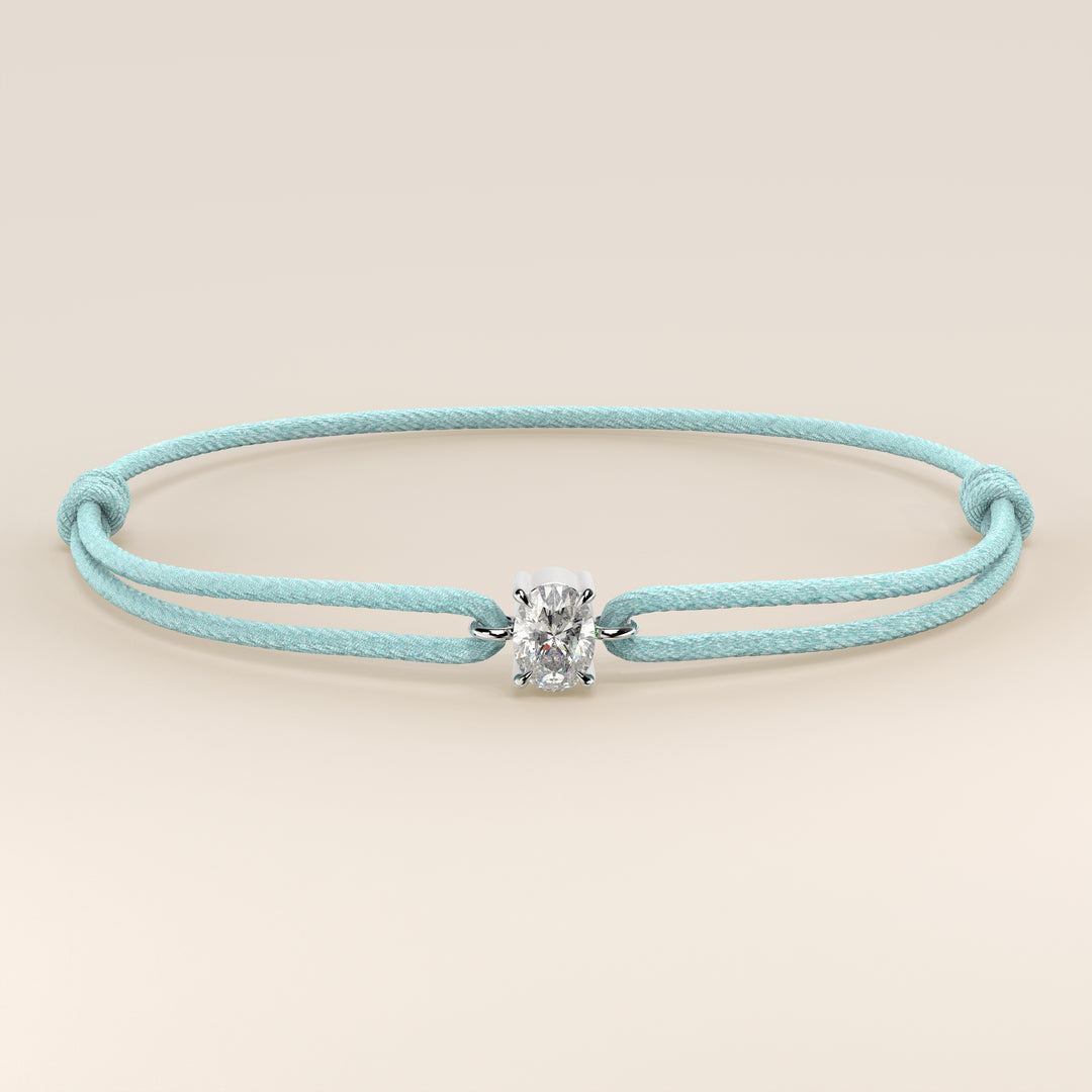 Nora - Oval Lab Grown Diamond Pendant Bracelet with Satin Cord