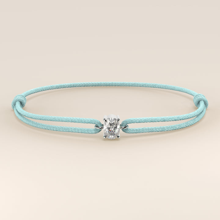 Nora - Oval Lab Grown Diamond Pendant Bracelet with Satin Cord