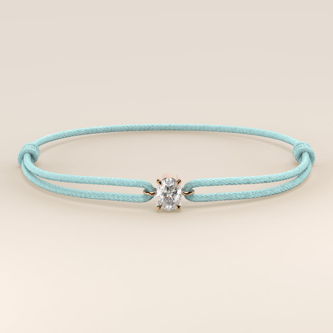 Nora - Oval Lab Grown Diamond Pendant Bracelet with Satin Cord