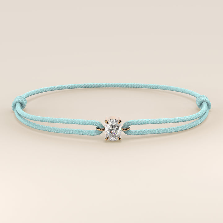Nora - Oval Lab Grown Diamond Pendant Bracelet with Satin Cord