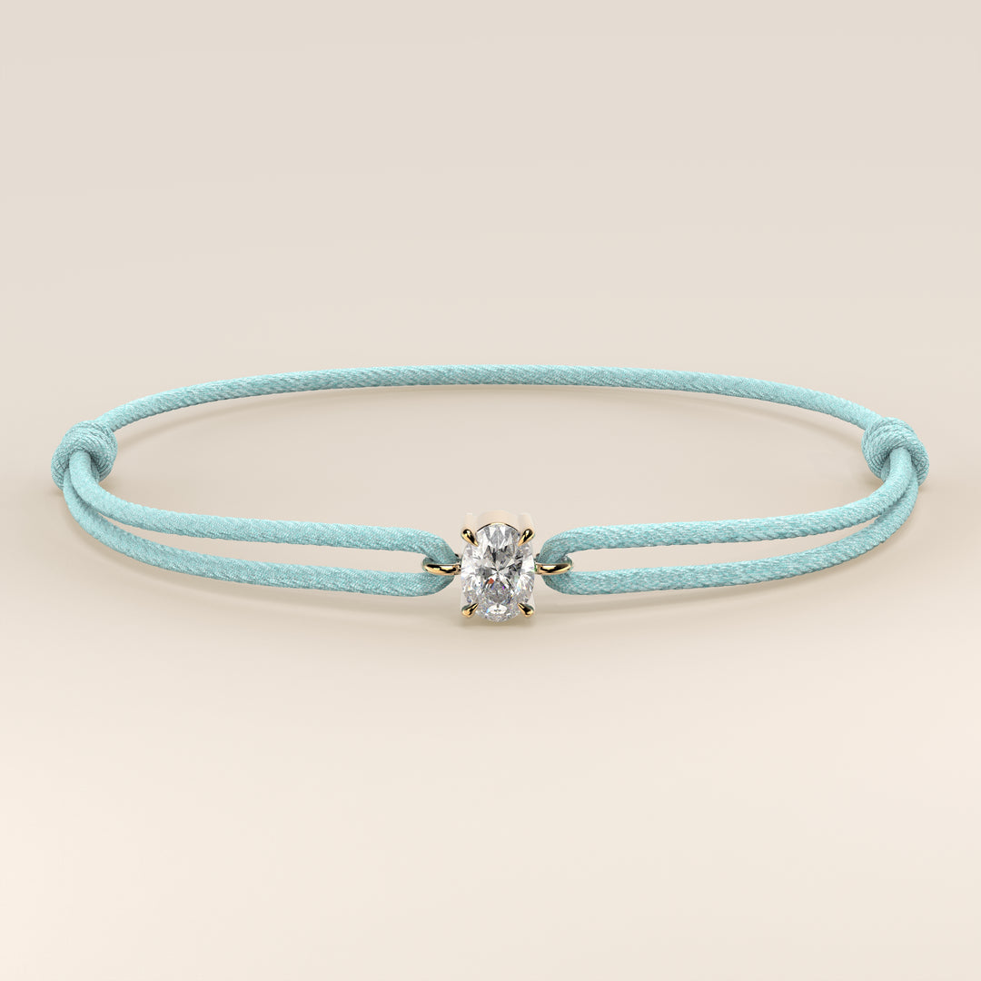 Nora - Oval Lab Grown Diamond Pendant Bracelet with Satin Cord