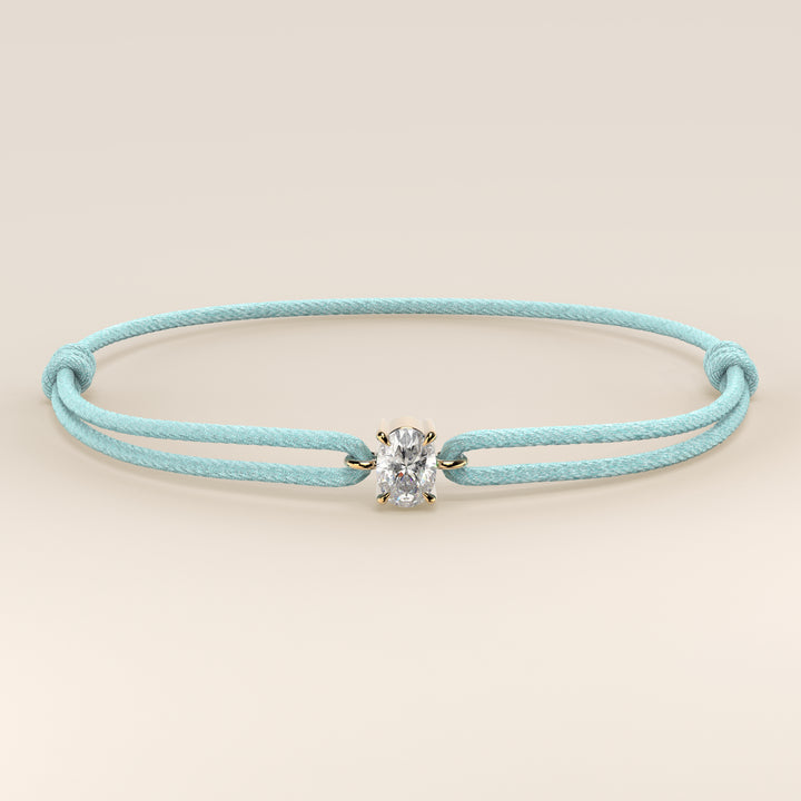 Nora - Oval Lab Grown Diamond Pendant Bracelet with Satin Cord