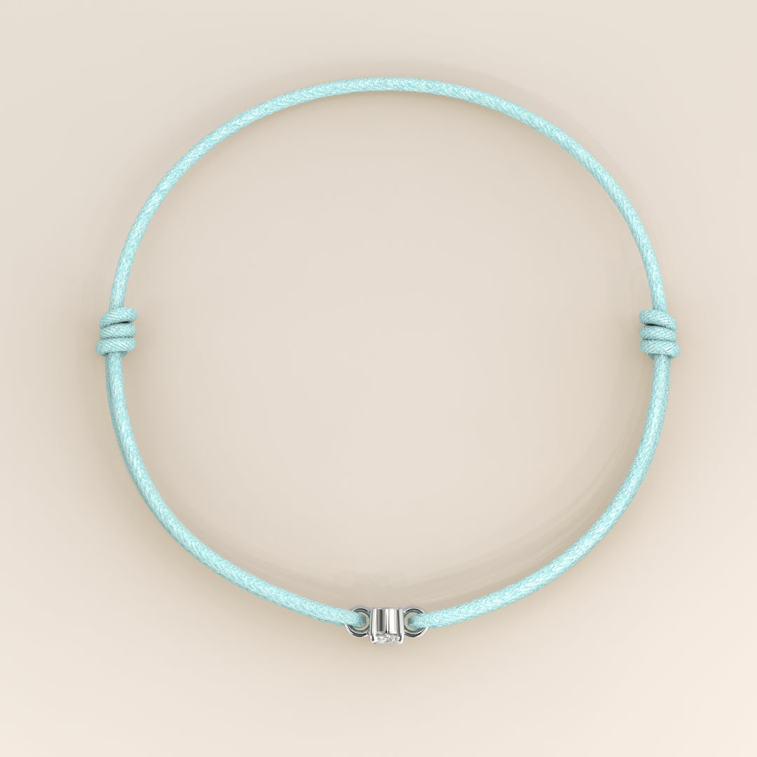 Nora - Oval Lab Grown Diamond Pendant Bracelet with Satin Cord