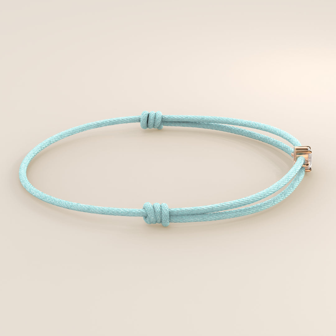 Nora - Oval Lab Grown Diamond Pendant Bracelet with Satin Cord