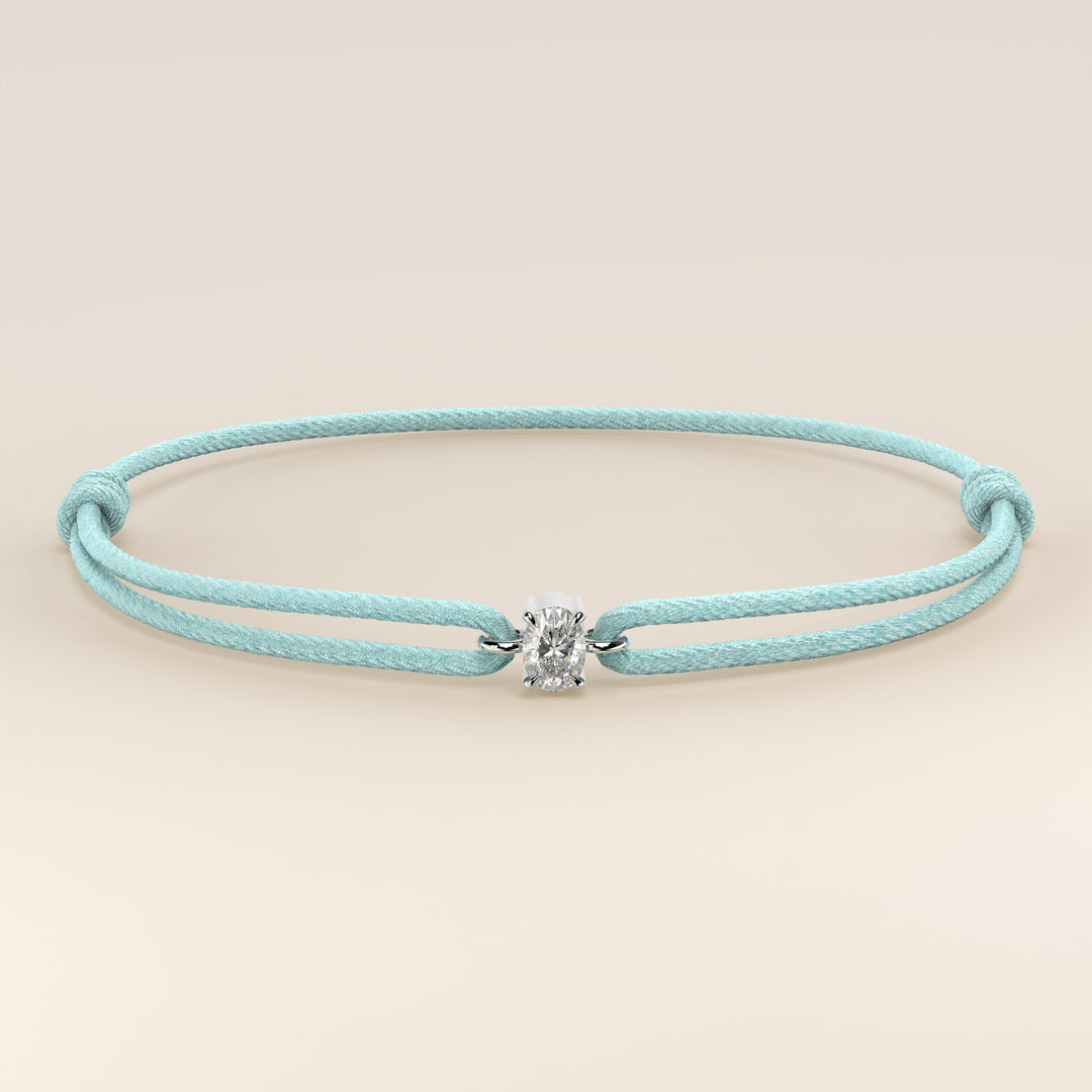 Nora - Oval Lab Grown Diamond Pendant Bracelet with Satin Cord