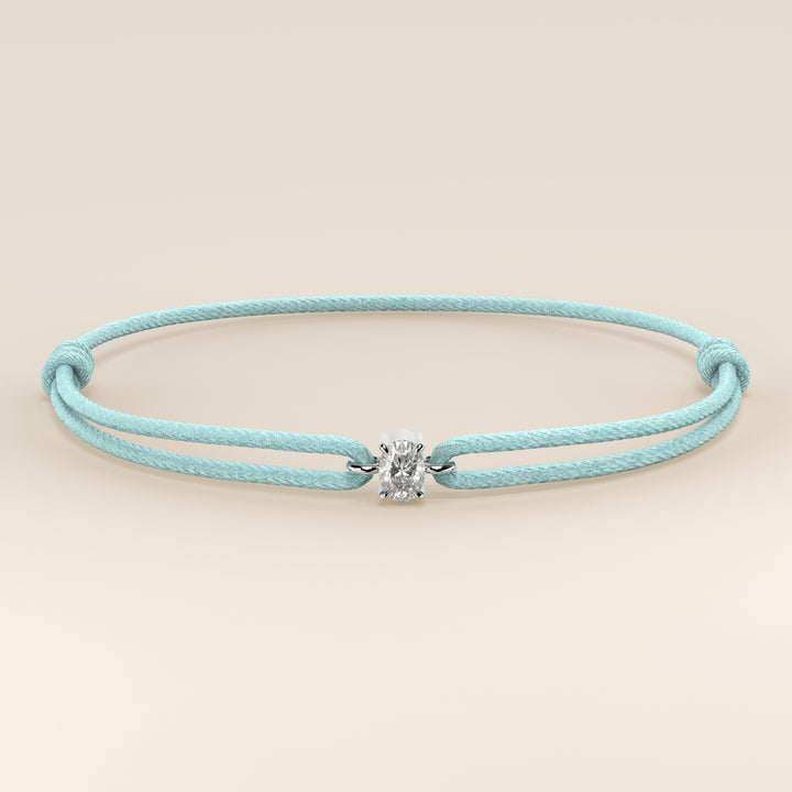 Nora - Oval Lab Grown Diamond Pendant Bracelet with Satin Cord