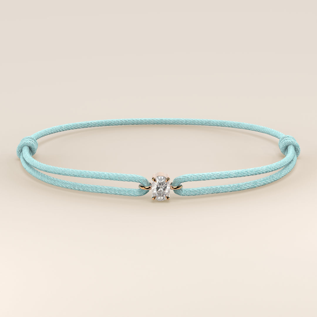 Nora - Oval Lab Grown Diamond Pendant Bracelet with Satin Cord