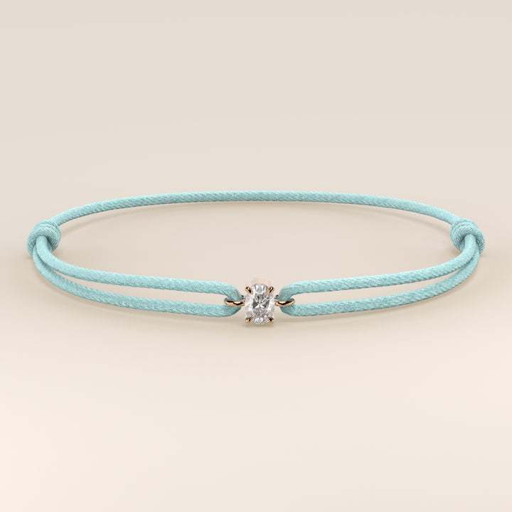Nora - Oval Lab Grown Diamond Pendant Bracelet with Satin Cord