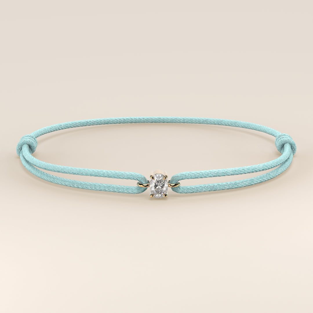 Nora - Oval Lab Grown Diamond Pendant Bracelet with Satin Cord