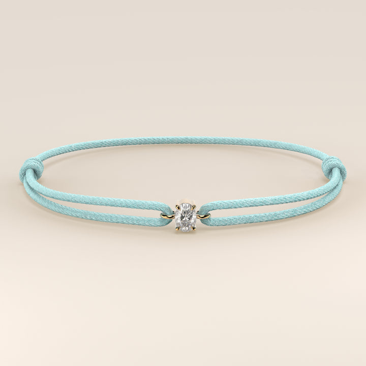 Nora - Oval Lab Grown Diamond Pendant Bracelet with Satin Cord
