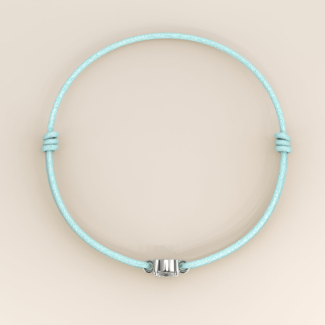 Nora - Oval East to West Lab Grown Diamond Pendant Bracelet with Satin Cord