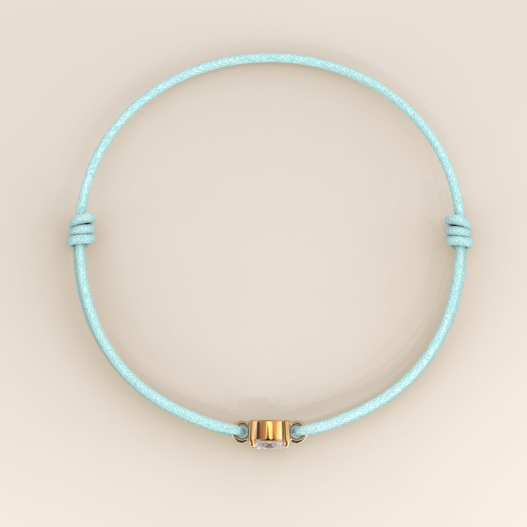 Nora - Oval East to West Lab Grown Diamond Pendant Bracelet with Satin Cord
