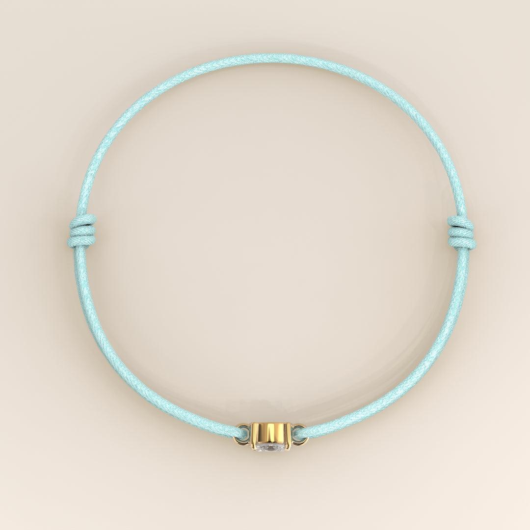 Nora - Oval East to West Lab Grown Diamond Pendant Bracelet with Satin Cord