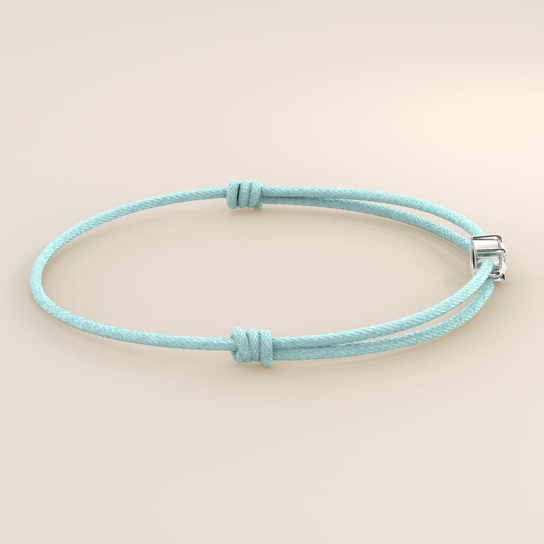 Nora - Oval East to West Lab Grown Diamond Pendant Bracelet with Satin Cord