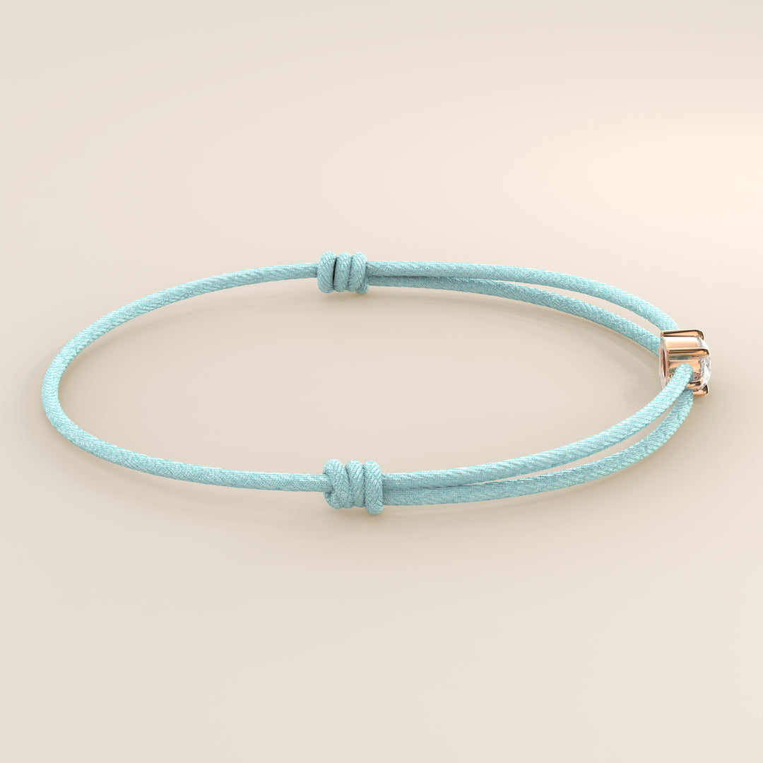 Nora - Oval East to West Lab Grown Diamond Pendant Bracelet with Satin Cord