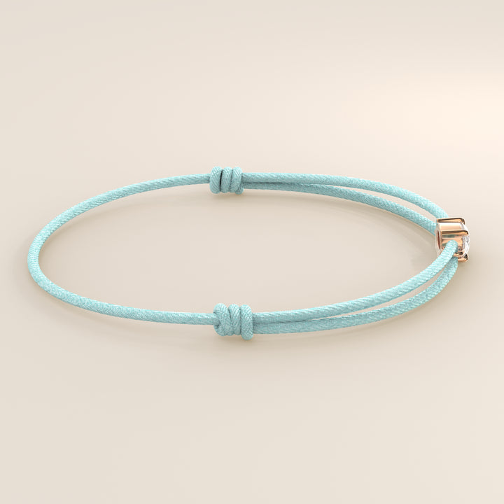 Nora - Oval East to West Lab Grown Diamond Pendant Bracelet with Satin Cord