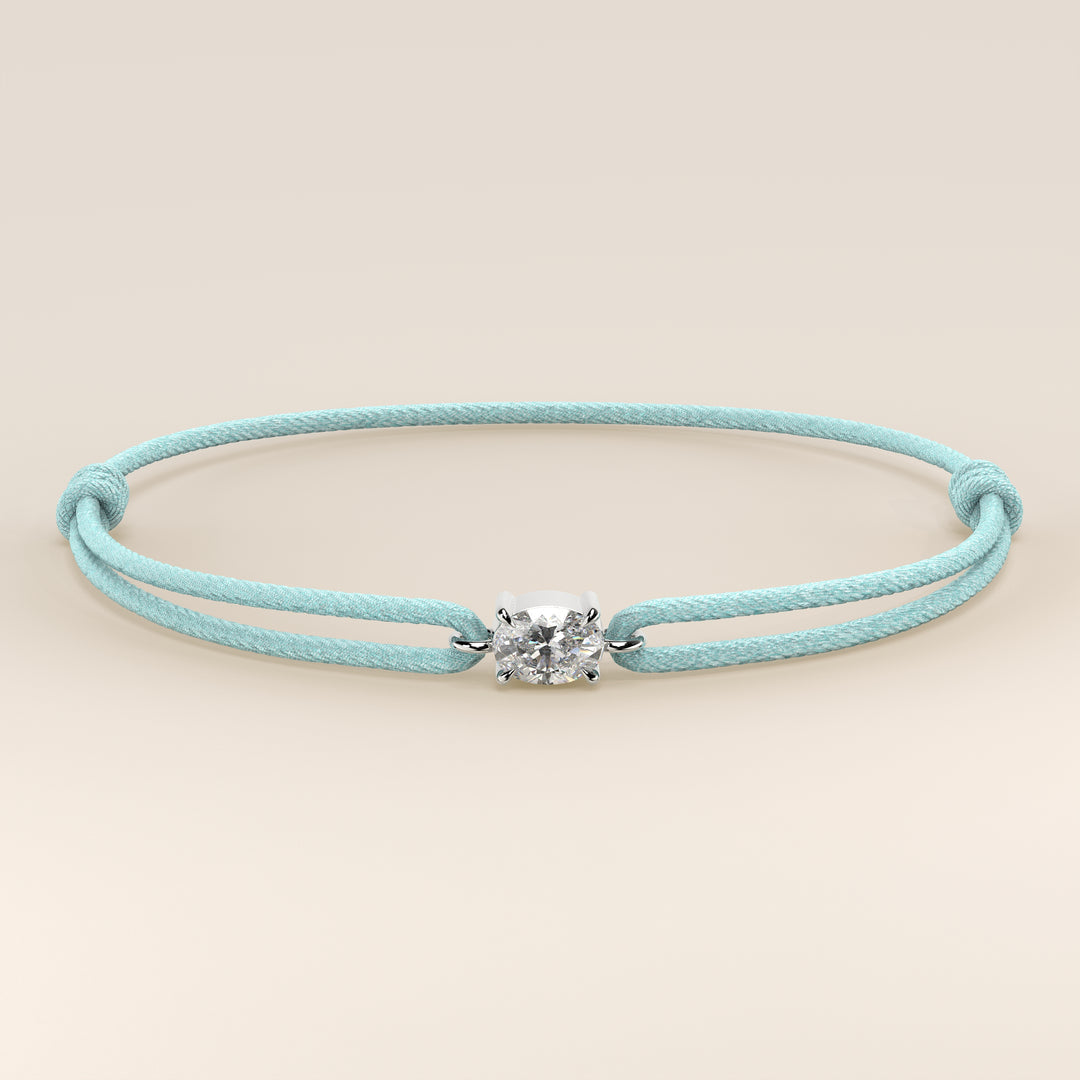 Nora - Oval East to West Lab Grown Diamond Pendant Bracelet with Satin Cord