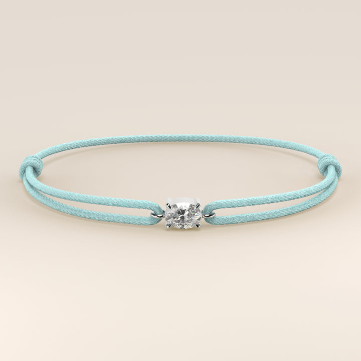 Nora - Oval East to West Lab Grown Diamond Pendant Bracelet with Satin Cord