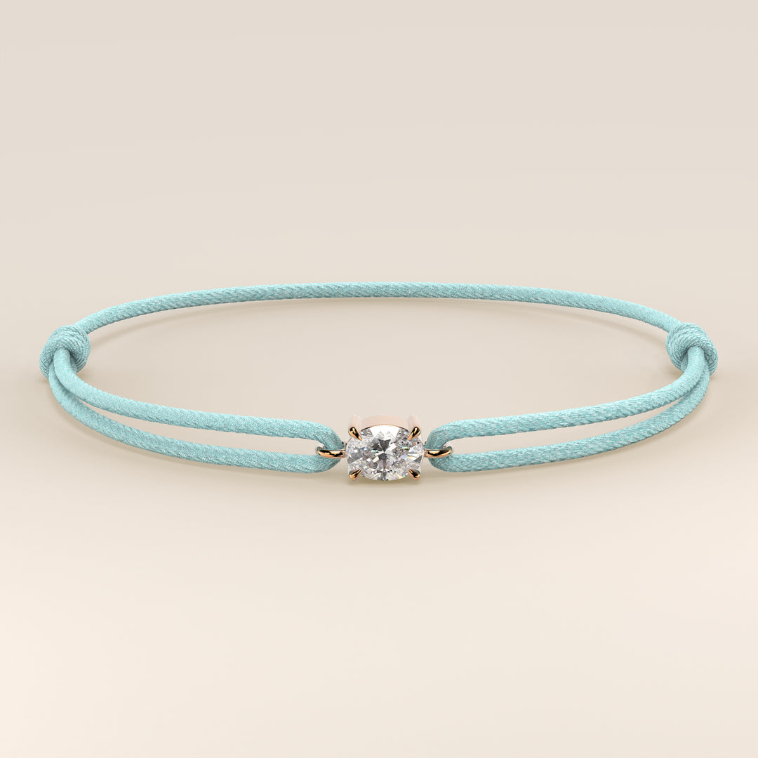 Nora - Oval East to West Lab Grown Diamond Pendant Bracelet with Satin Cord