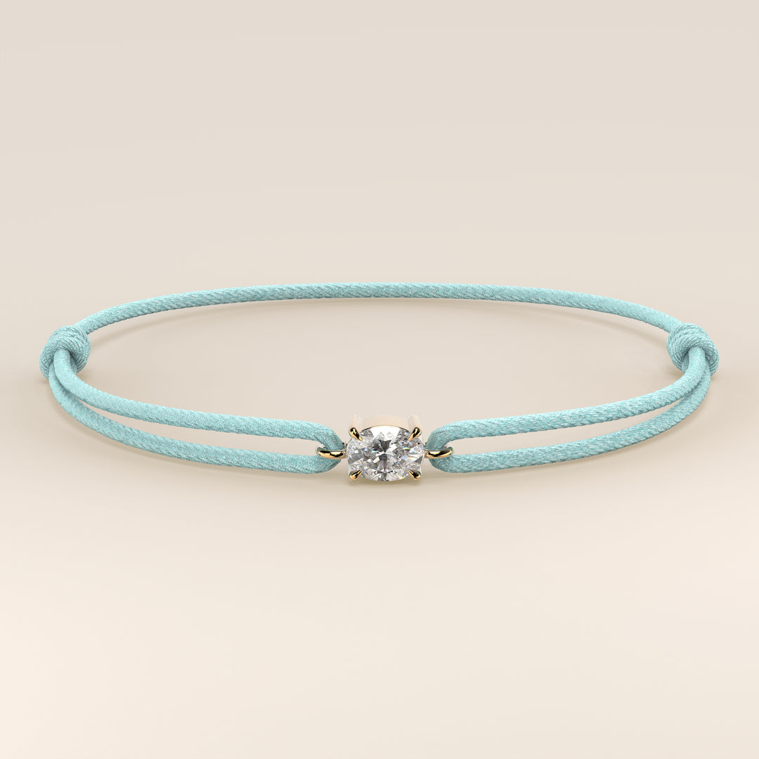 Nora - Oval East to West Lab Grown Diamond Pendant Bracelet with Satin Cord