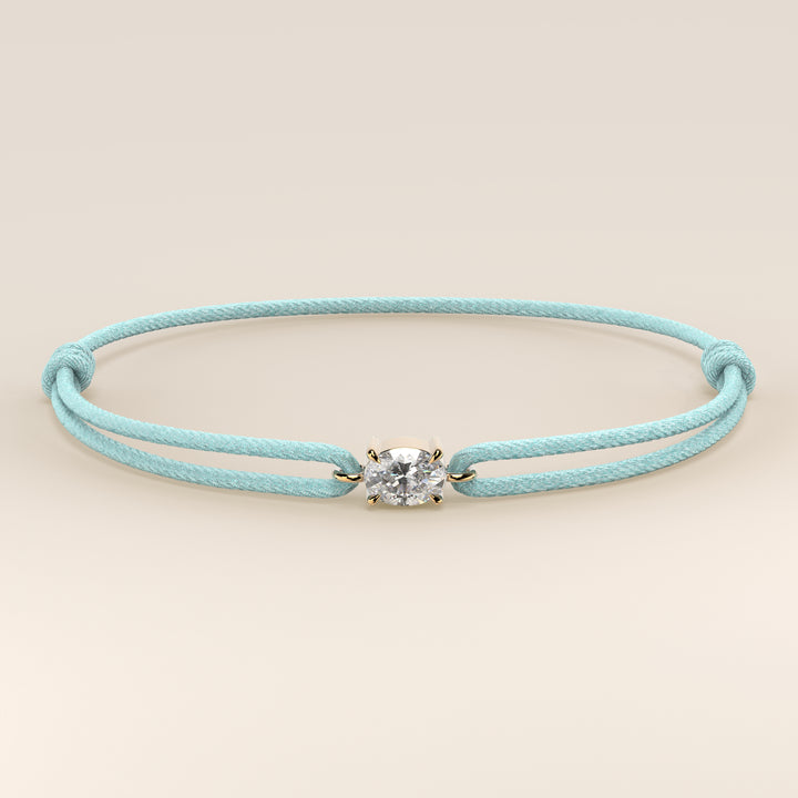 Nora - Oval East to West Lab Grown Diamond Pendant Bracelet with Satin Cord