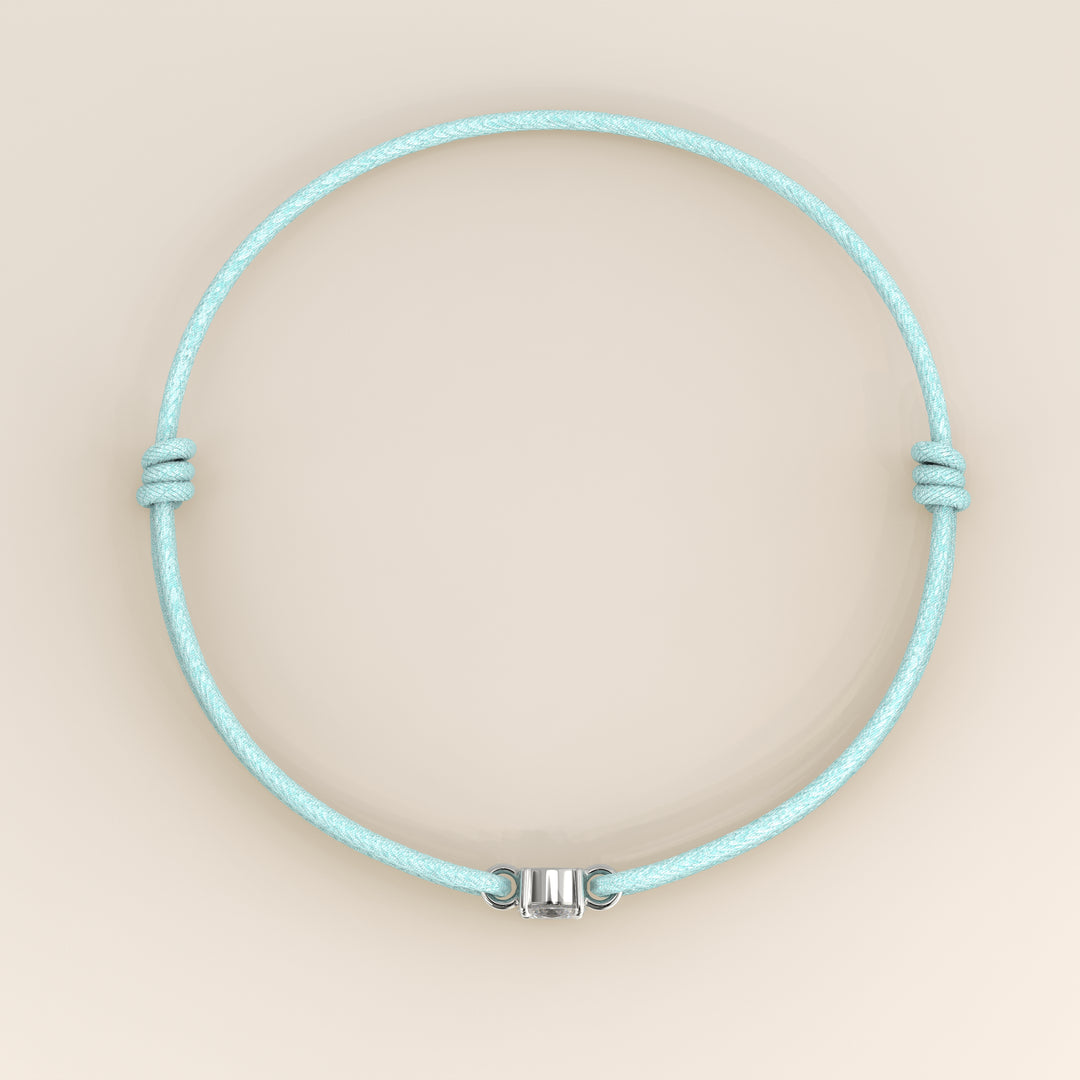 Nora - Oval East to West Lab Grown Diamond Pendant Bracelet with Satin Cord