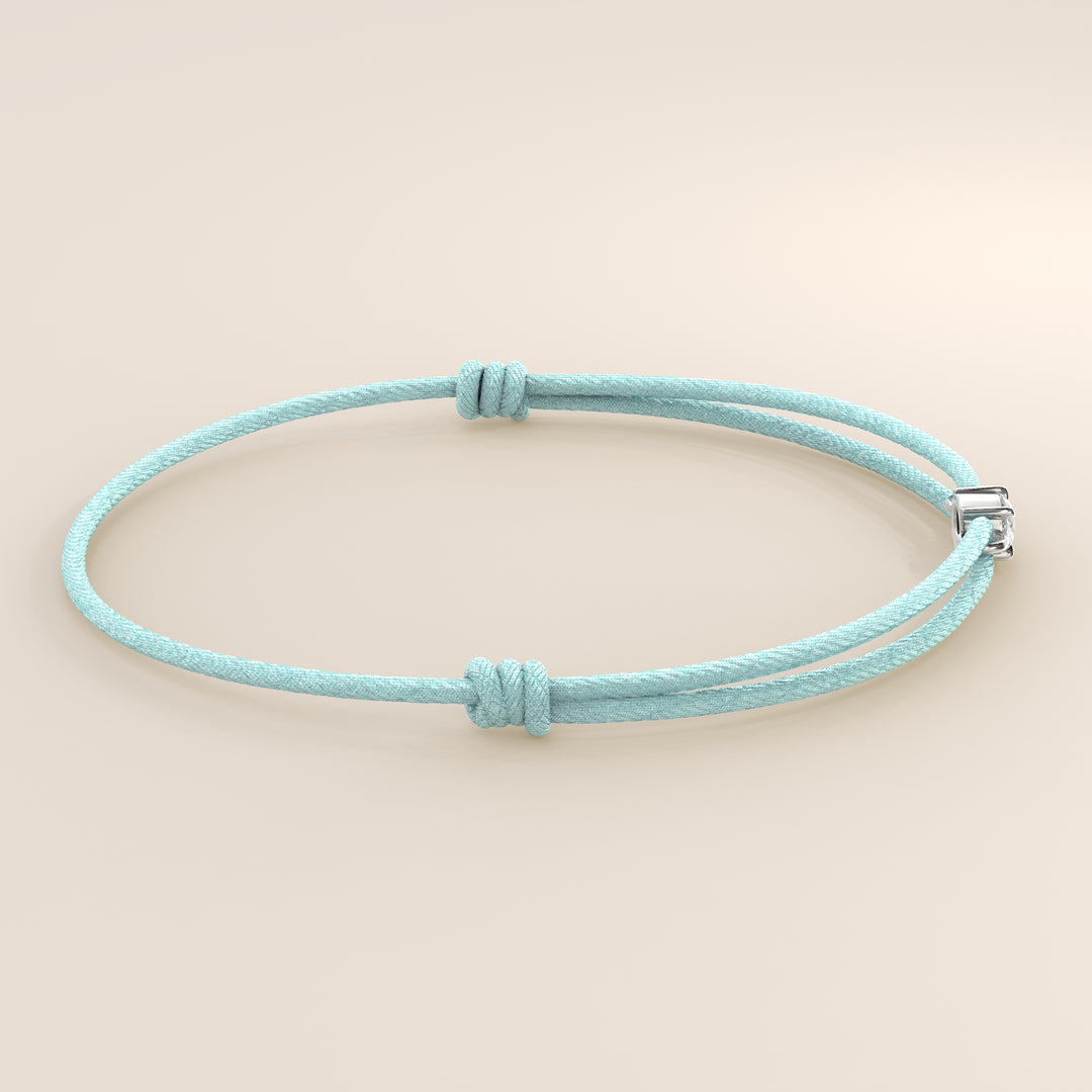 Nora - Oval East to West Lab Grown Diamond Pendant Bracelet with Satin Cord