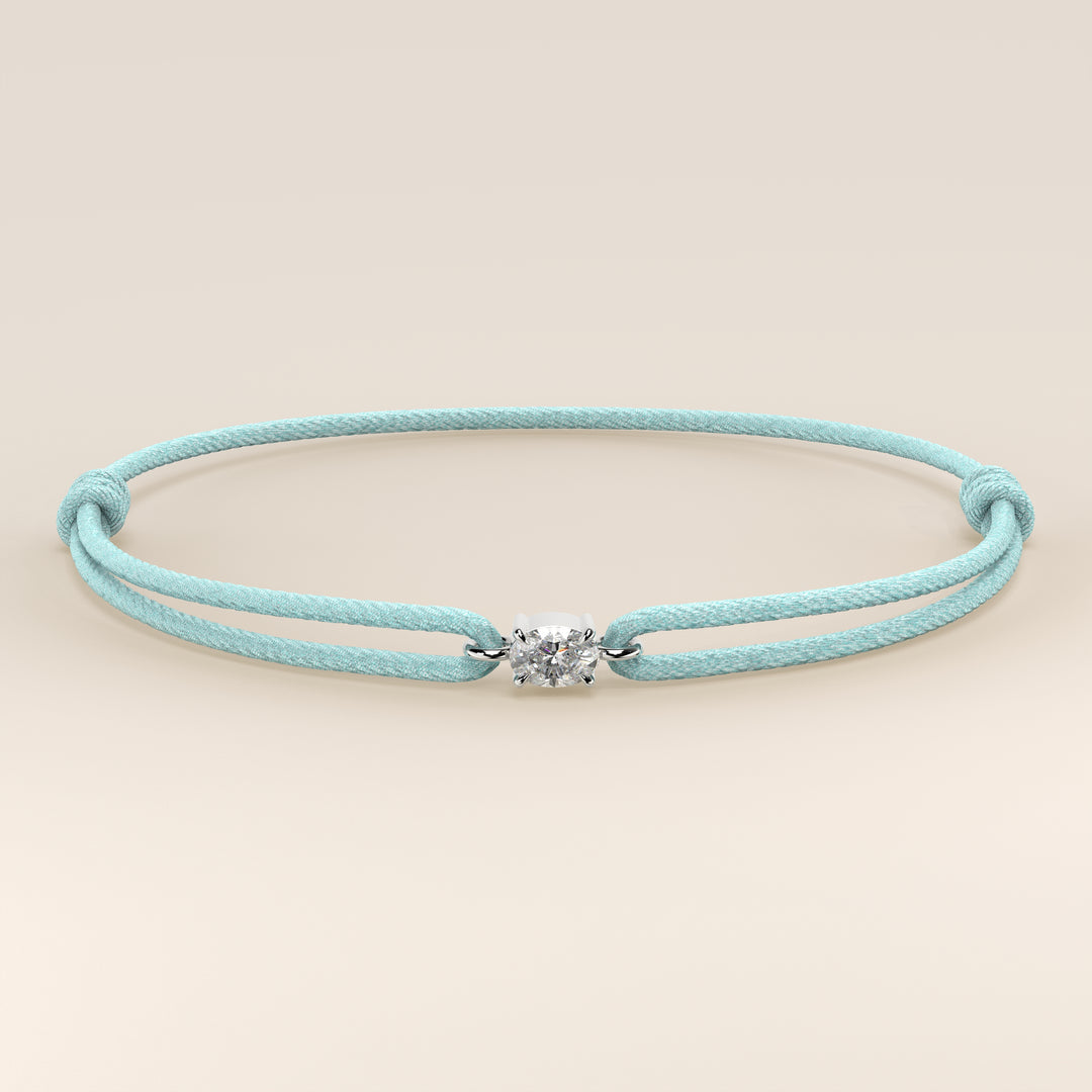 Nora - Oval East to West Lab Grown Diamond Pendant Bracelet with Satin Cord
