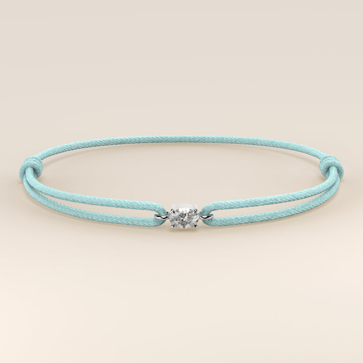 Nora - Oval East to West Lab Grown Diamond Pendant Bracelet with Satin Cord