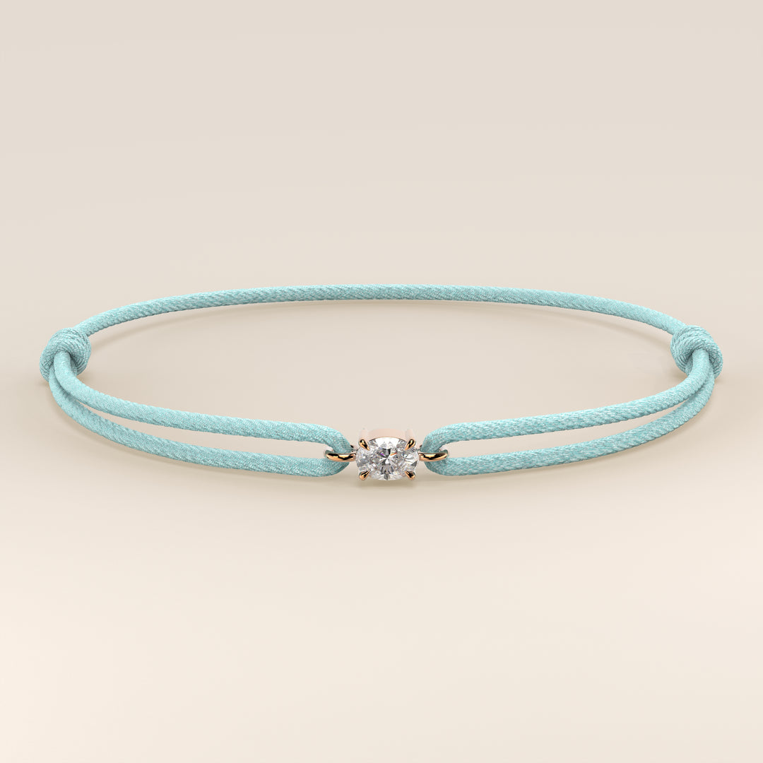 Nora - Oval East to West Lab Grown Diamond Pendant Bracelet with Satin Cord