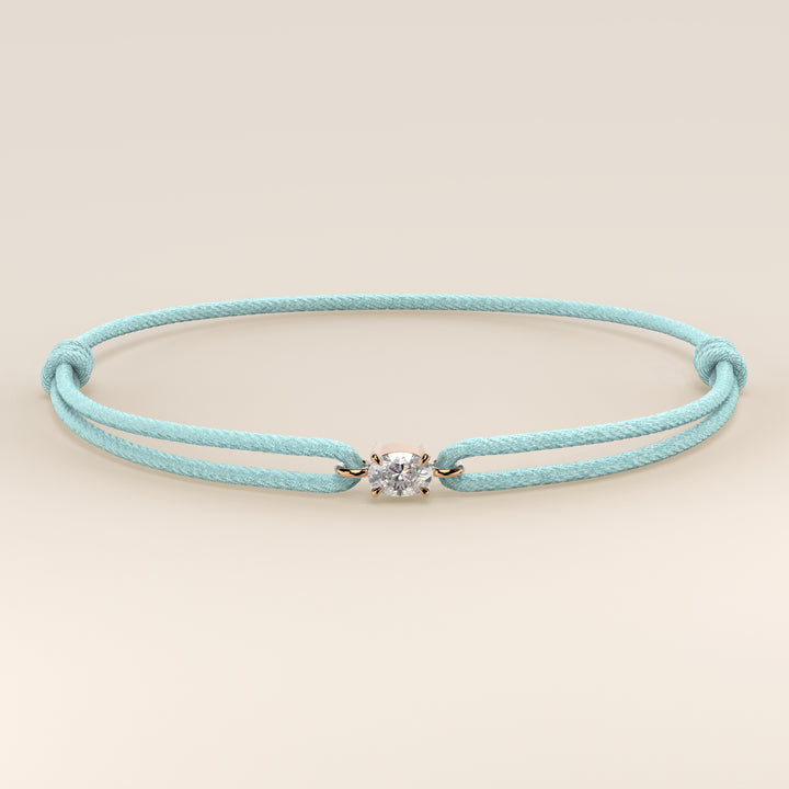 Nora - Oval East to West Lab Grown Diamond Pendant Bracelet with Satin Cord