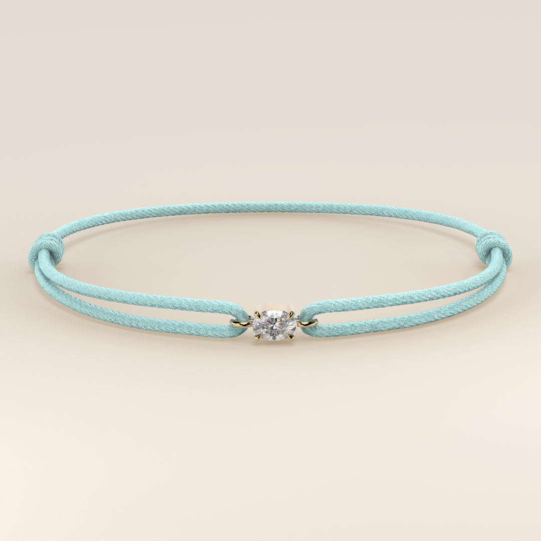 Nora - Oval East to West Lab Grown Diamond Pendant Bracelet with Satin Cord
