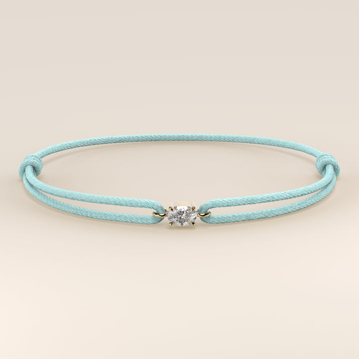 Nora - Oval East to West Lab Grown Diamond Pendant Bracelet with Satin Cord
