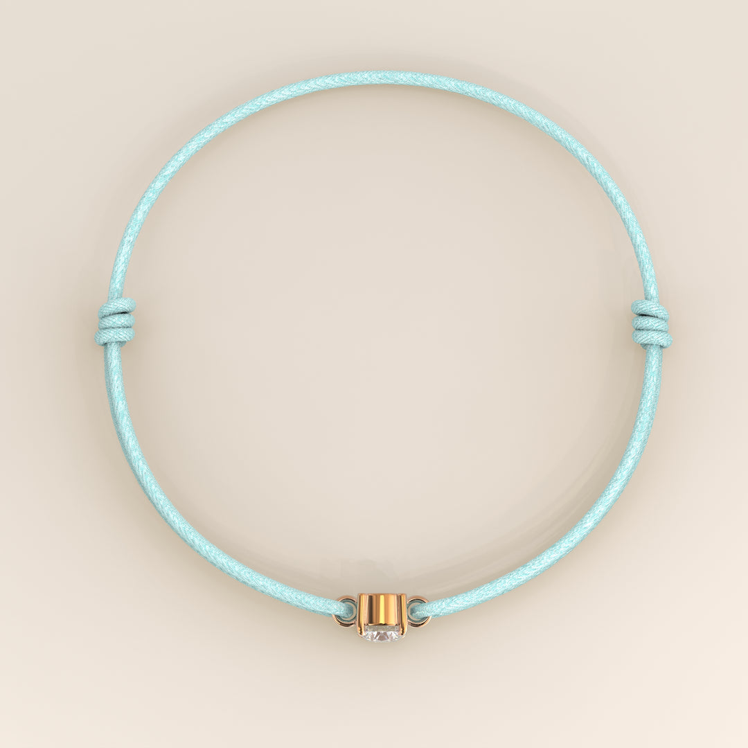 Nora - Round Lab Grown Diamond Pendant Bracelet with Satin Cord