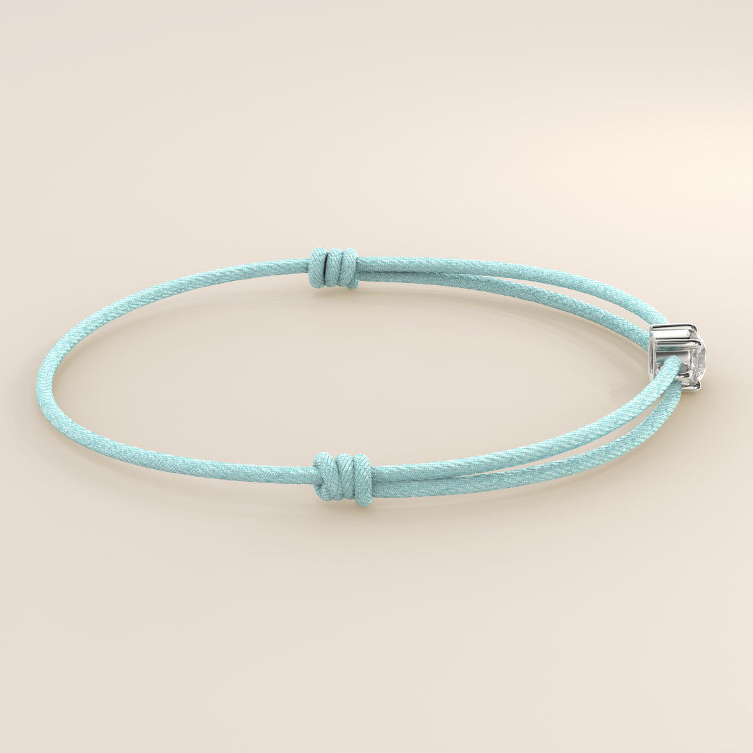 Nora - Round Lab Grown Diamond Pendant Bracelet with Satin Cord