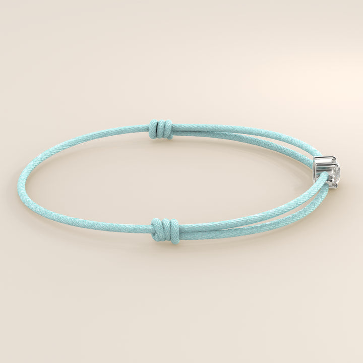 Nora - Round Lab Grown Diamond Pendant Bracelet with Satin Cord