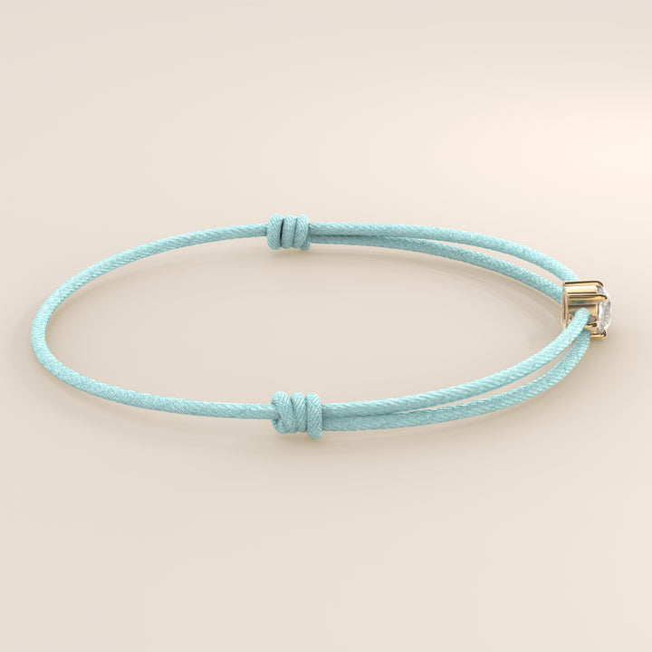 Nora - Round Lab Grown Diamond Pendant Bracelet with Satin Cord