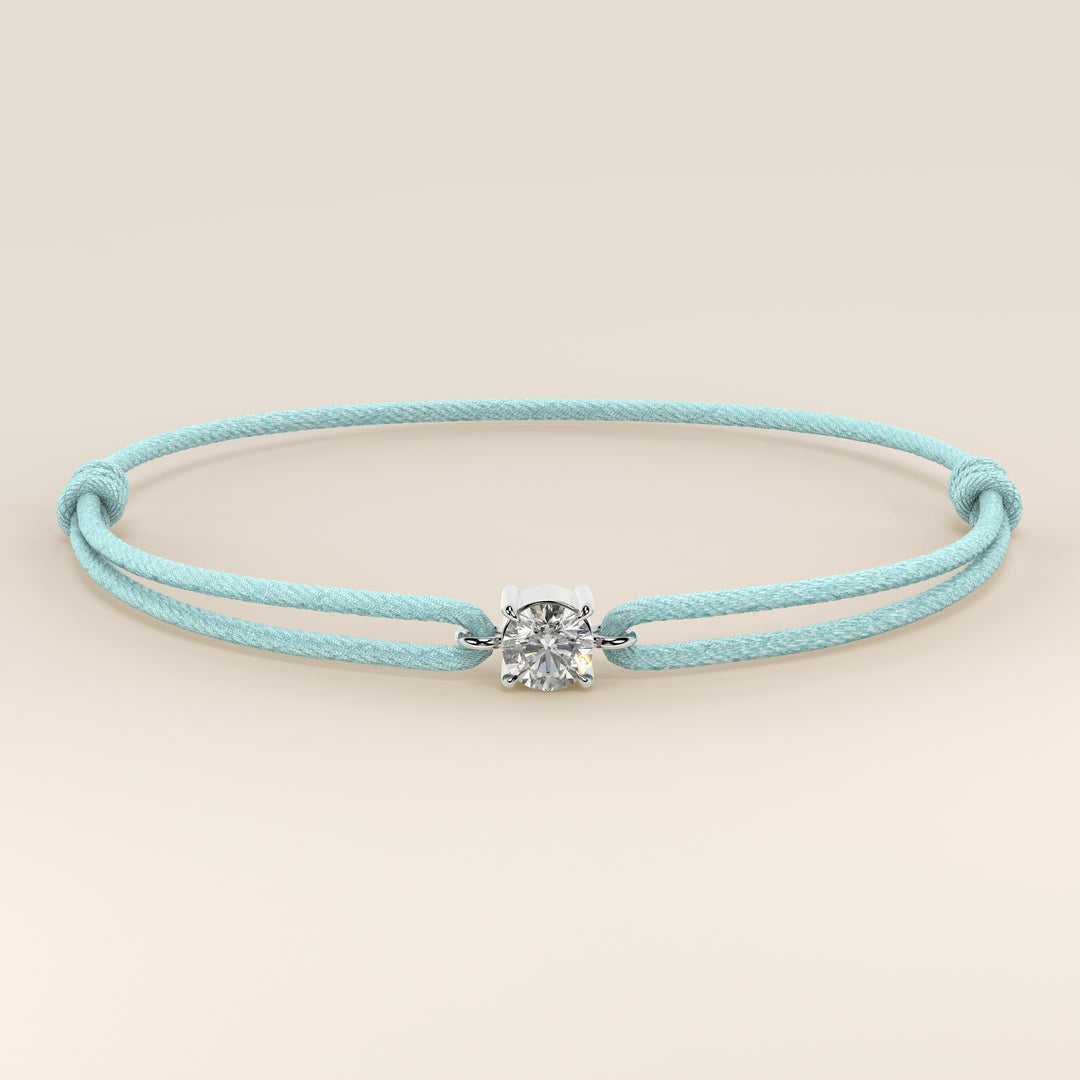 Nora - Round Lab Grown Diamond Pendant Bracelet with Satin Cord