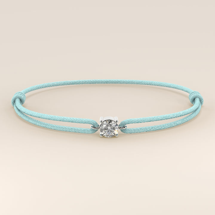 Nora - Round Lab Grown Diamond Pendant Bracelet with Satin Cord
