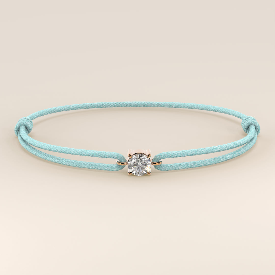 Nora - Round Lab Grown Diamond Pendant Bracelet with Satin Cord